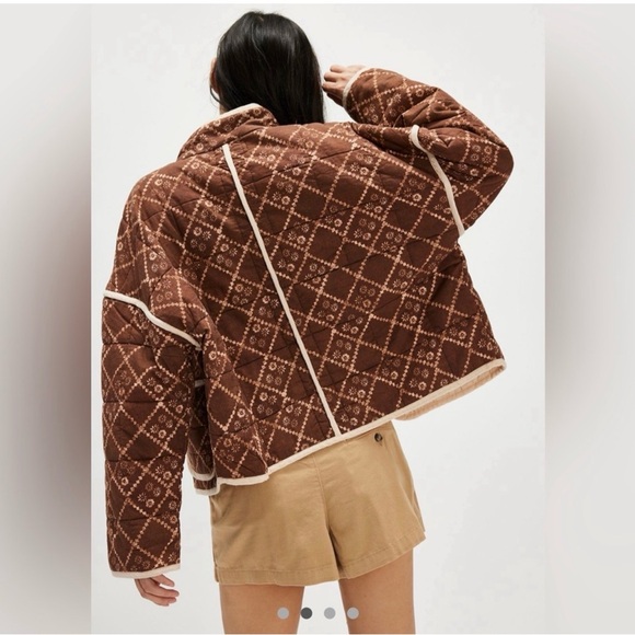 Free People Brown and Cream Chloe Jacket - Picture 3 of 4